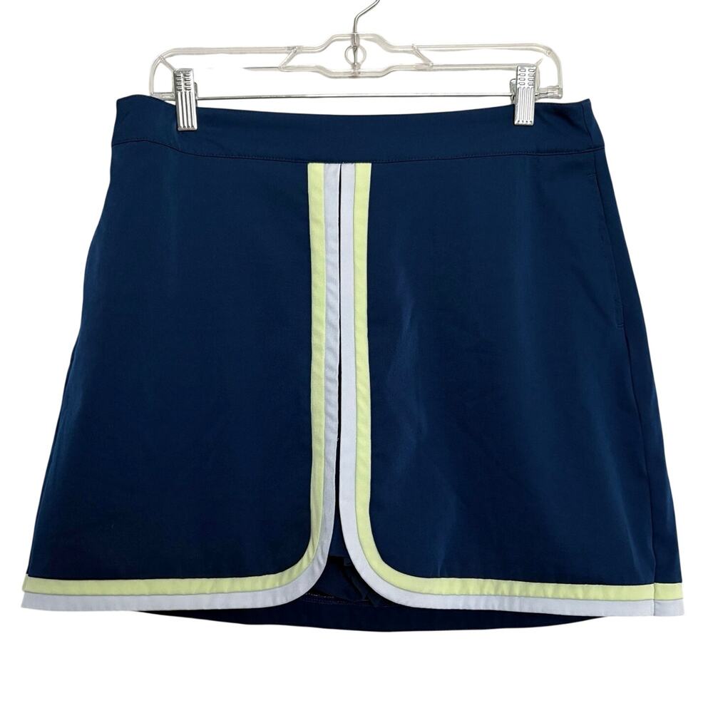 Lady Hagen Navy Blue White Yellow Colorblock Golf Tennis Pickleball Skort Size 8